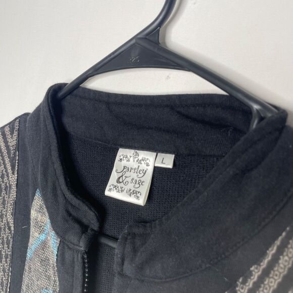 Parsley & Sage Sweatshirt Womens L Patchwork Mixed Print Wearable Art Full Zip - Picture 3 of 6